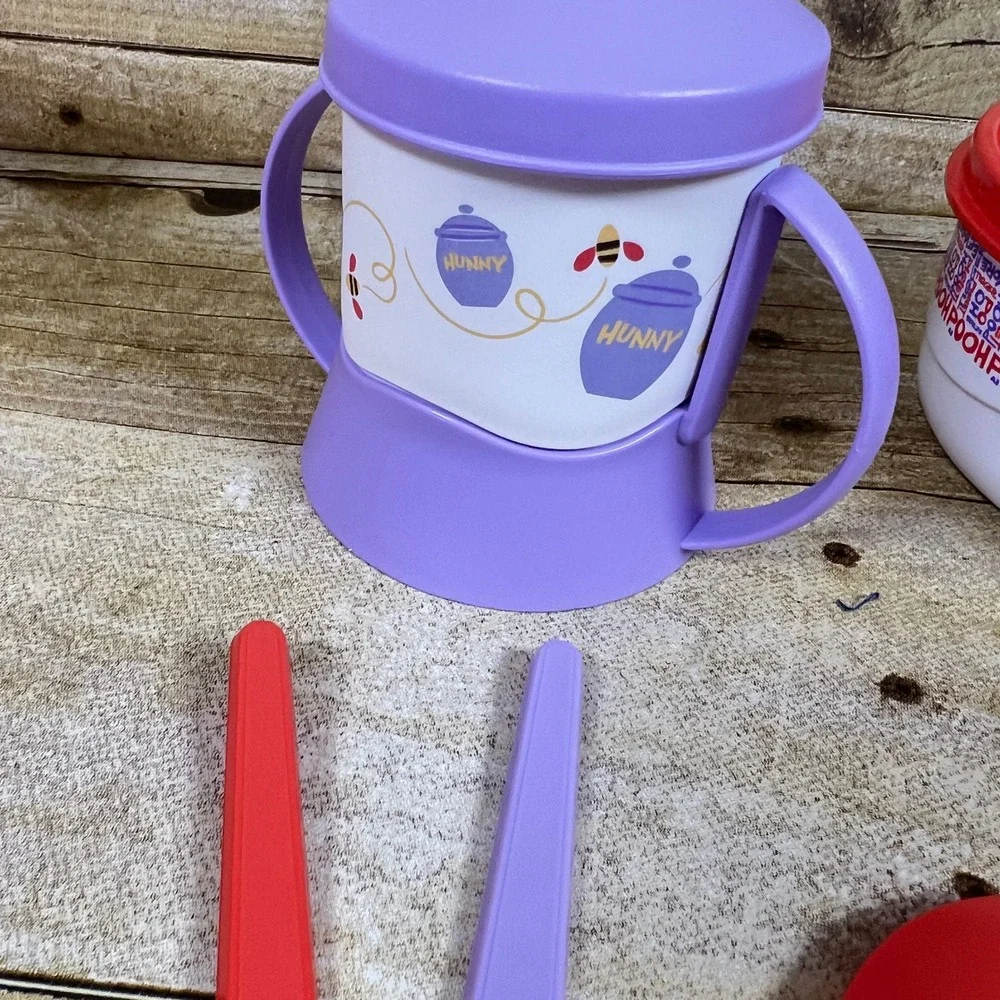 Tupperware Winnie The Pooh Baby Feeding Set- Sippy Cup Snack Bowl Spoons NEW